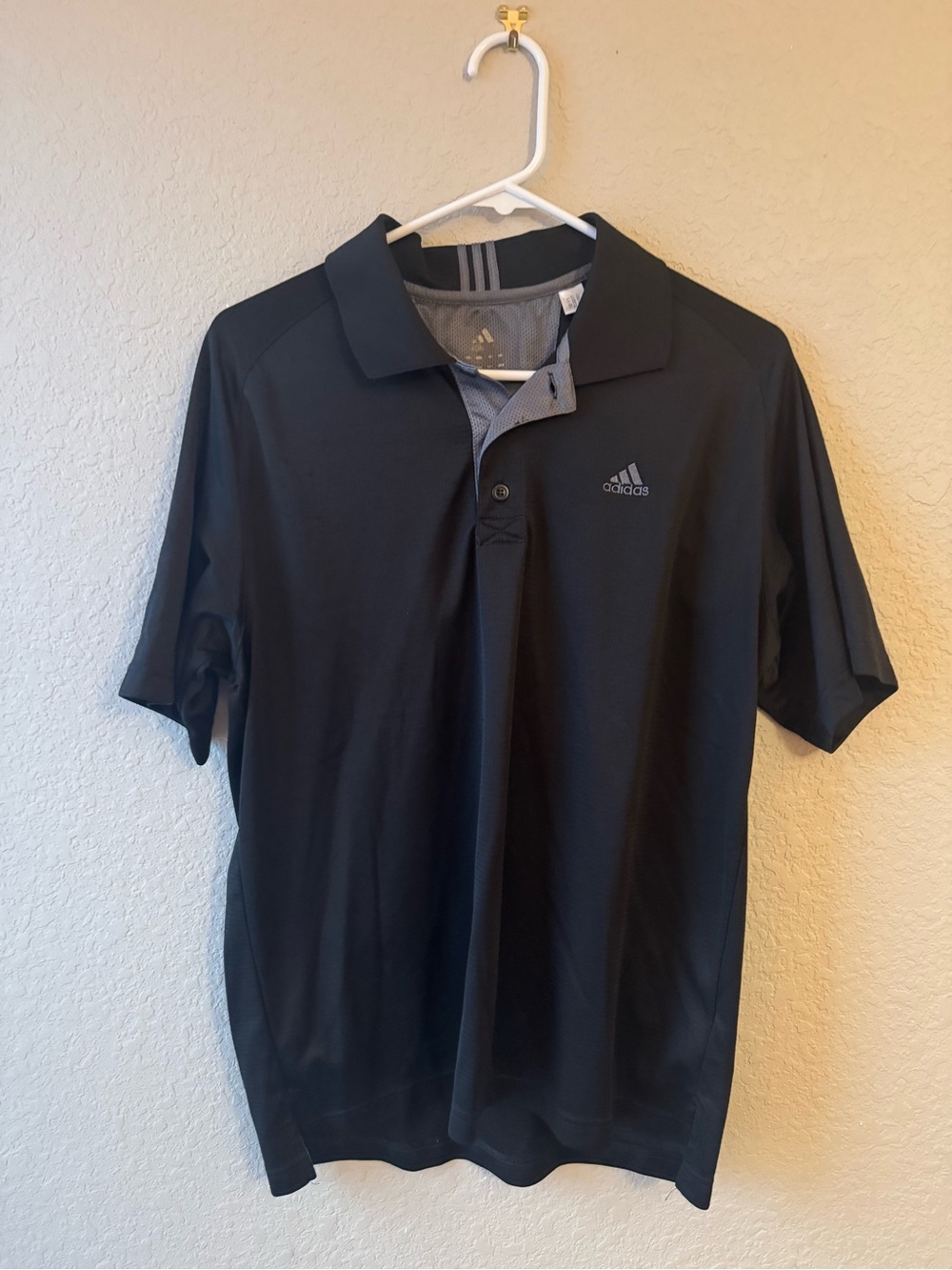 adidas Men’s Black Polo with Heather Gray Trim